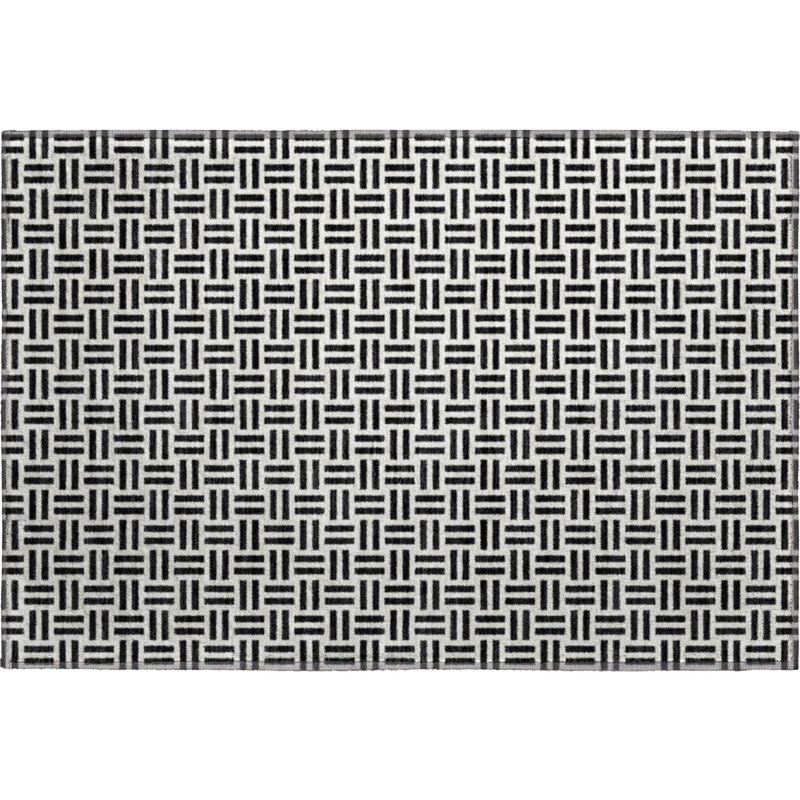 Premium Machine Washable Prisco Black Rug, Rectangle 1'8" x 2'6"
