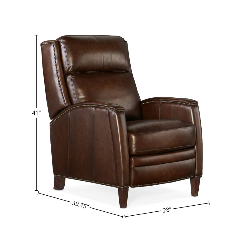 Dunsten Leather Manual Recliner, Manual, Dark Brown Genuine Leather