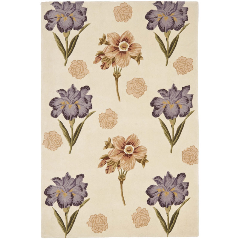 Mandarin Wool Pile Floral Rug, Rectangle 4' x 6'