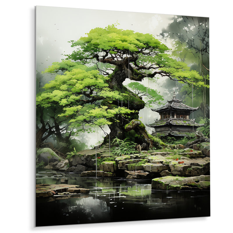 «Japon Bonsai Serenity I» sur métal, H 40 po x l 30 po x P 1,5 po