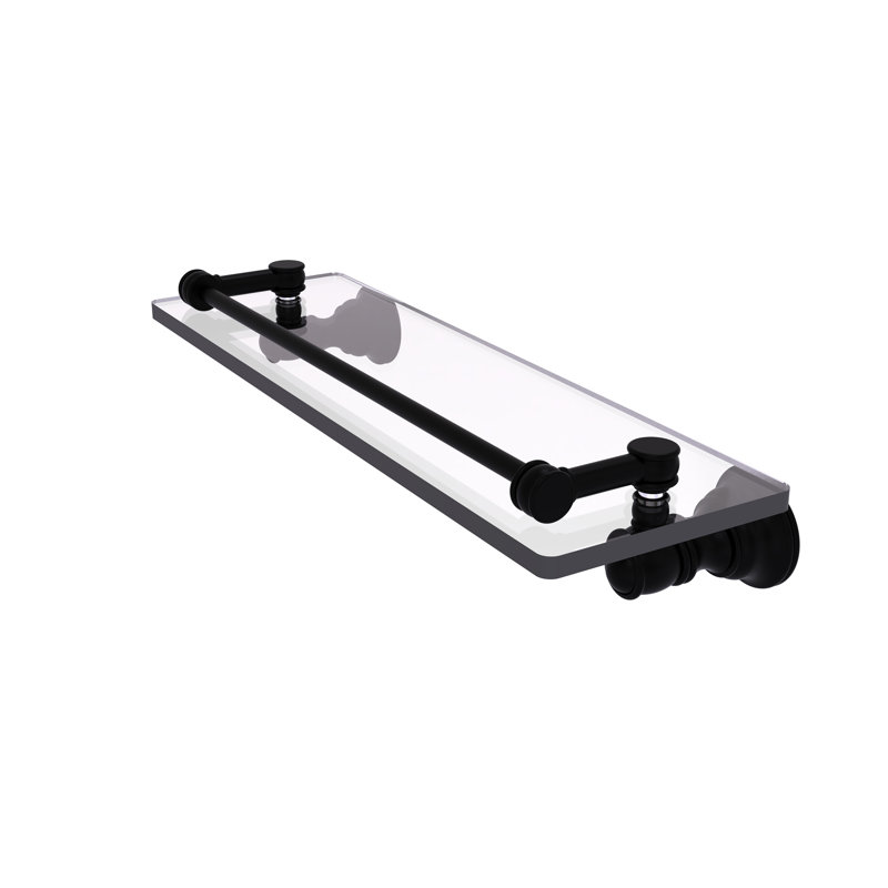 Freyja Glass Bracket Shelf, 3.3" H x 16" W x 5.54" D, Matte Black