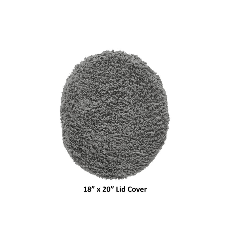 Couvercle de toilette allongé 100% coton Widman, très doux, absorbant et lavable à la machine pour salle de bain principale, pour invités et enfants, 18 po x 20 po, blanc / gris