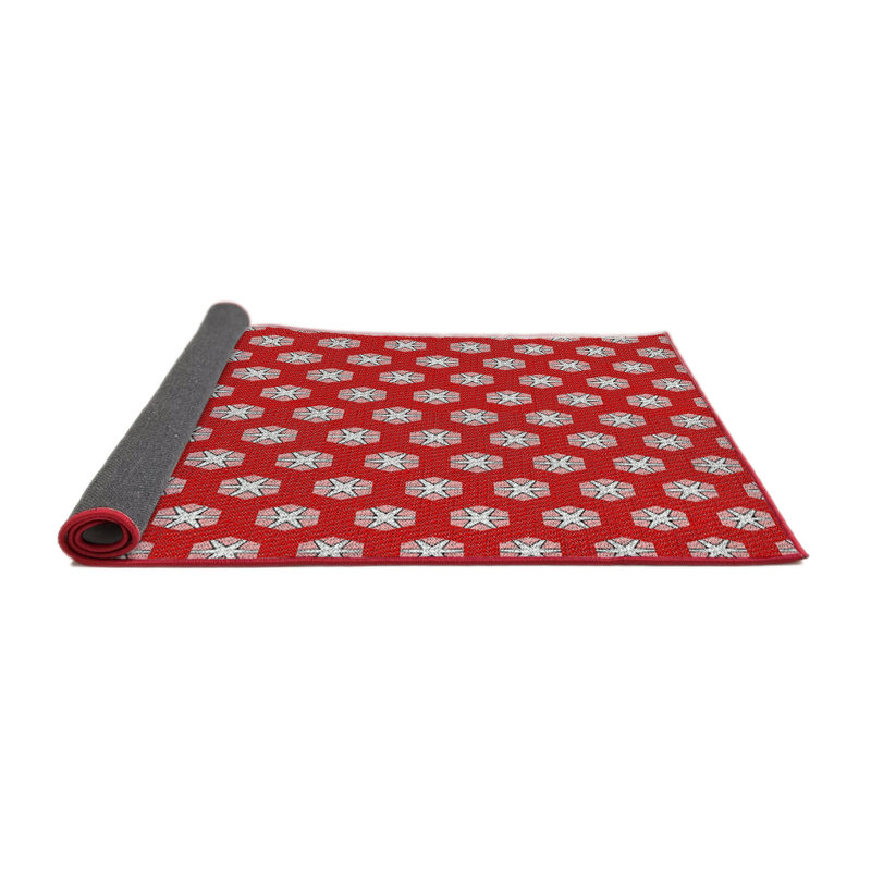 Tapis rouge/gris à motifs Jamerson, Rond 4 pi