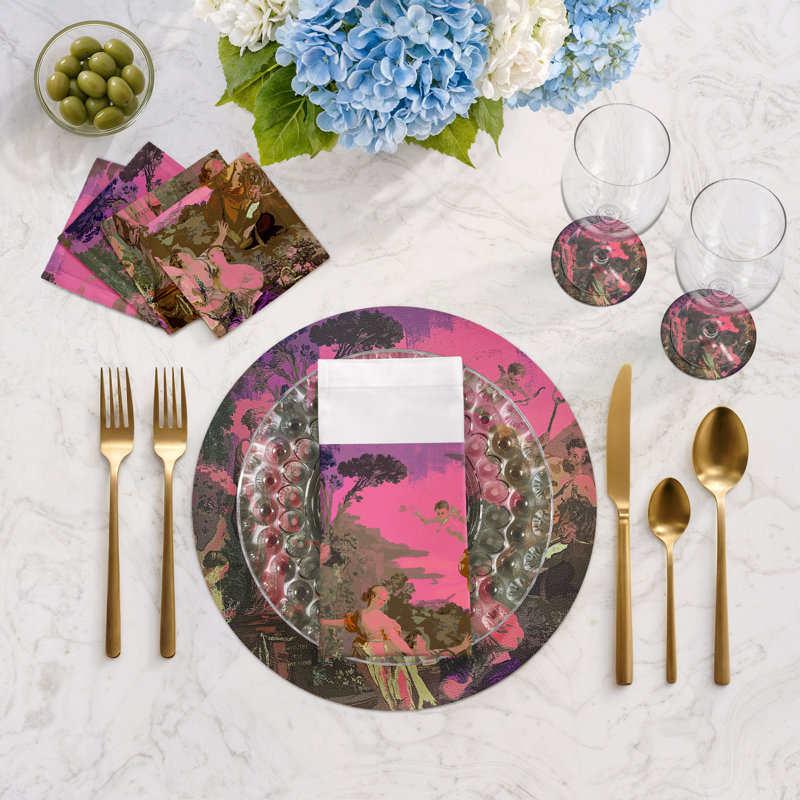 Cyprus Picnic Pebble 16" Vinyl Placemat, Pink