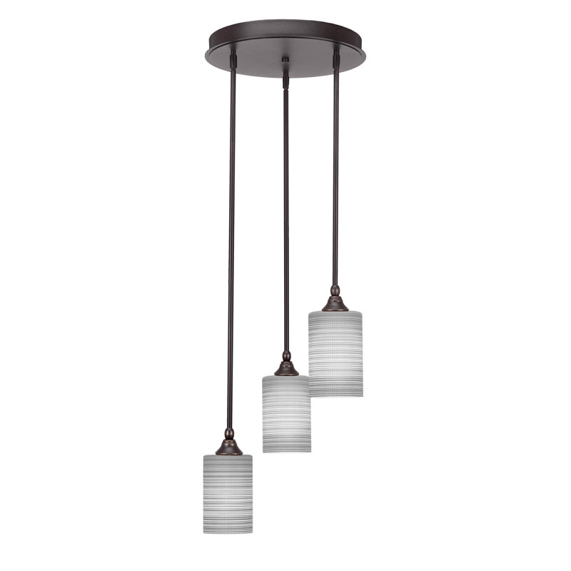 Luminaire suspendu suspendu à 3 lumières Shamar, H 11,25 po x l 18 po x P 18 po, Matrice grise, Granit foncé