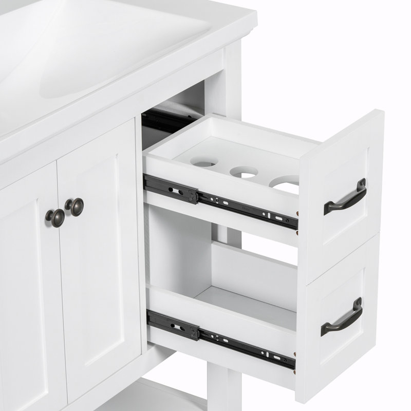 Meuble-lavabo simple 30 po avec plateau en céramique Shanann