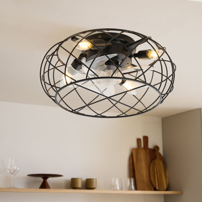 Henricks 43.2cm Round Caged Indoor Ceiling Fan with Light Kit