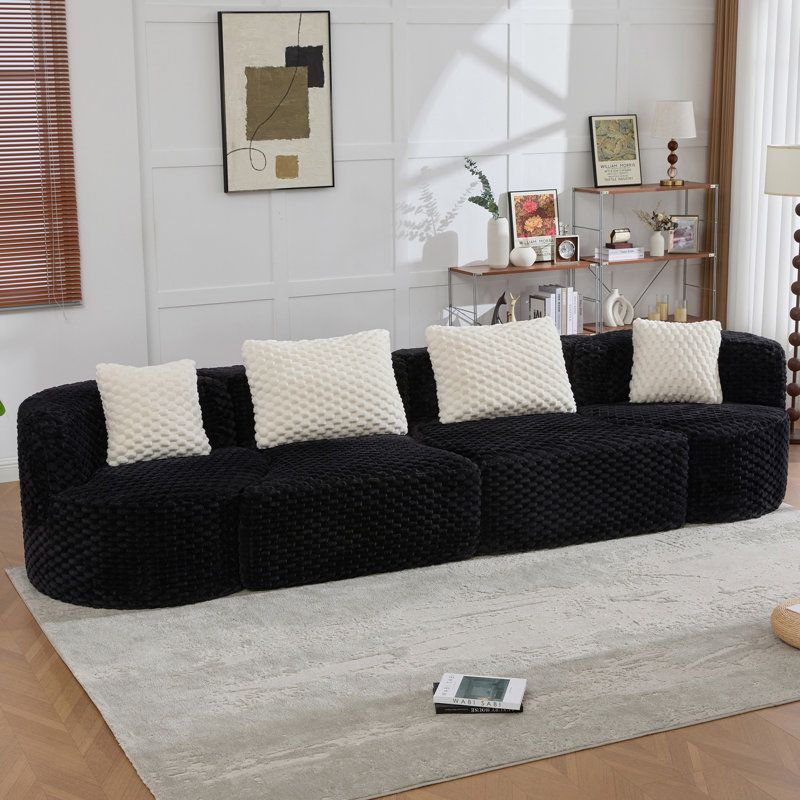 Canapé modulaire rembourré sans os, Black Polyester