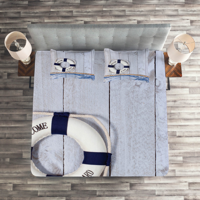 Buoy Coastal Polyester Coverlet, King Bedspread + 2 Shams