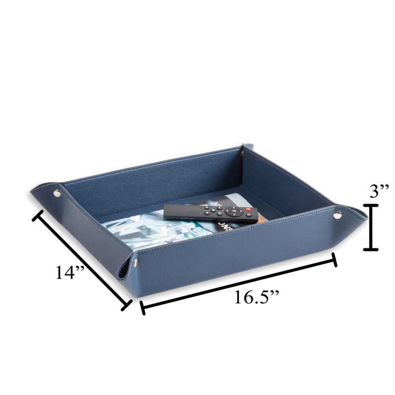 Elisea Leather Tray, Blue