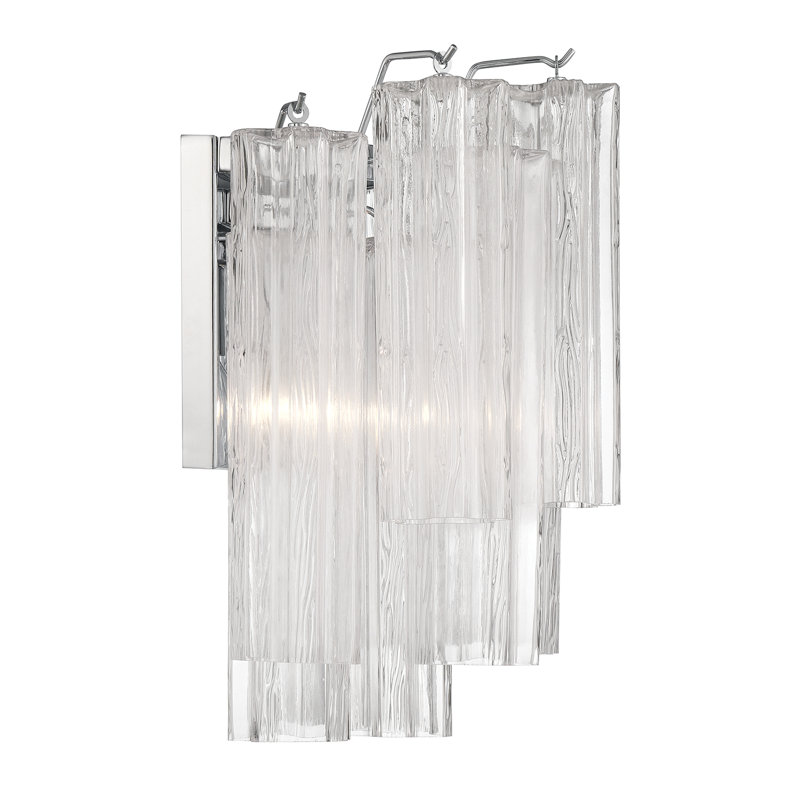 Hardman 2 Light Aged Brass Sconce, Clear, Chrome