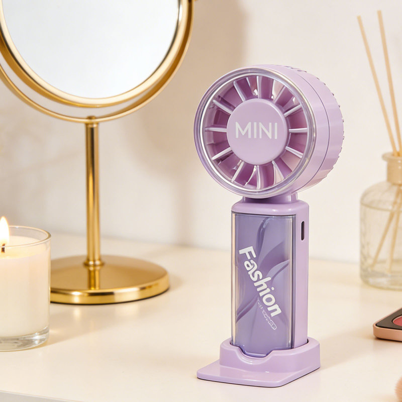 Petit ventilateur portatif rechargeable USB à grande vitesse de Kondieu pour étudiants en été, Purple