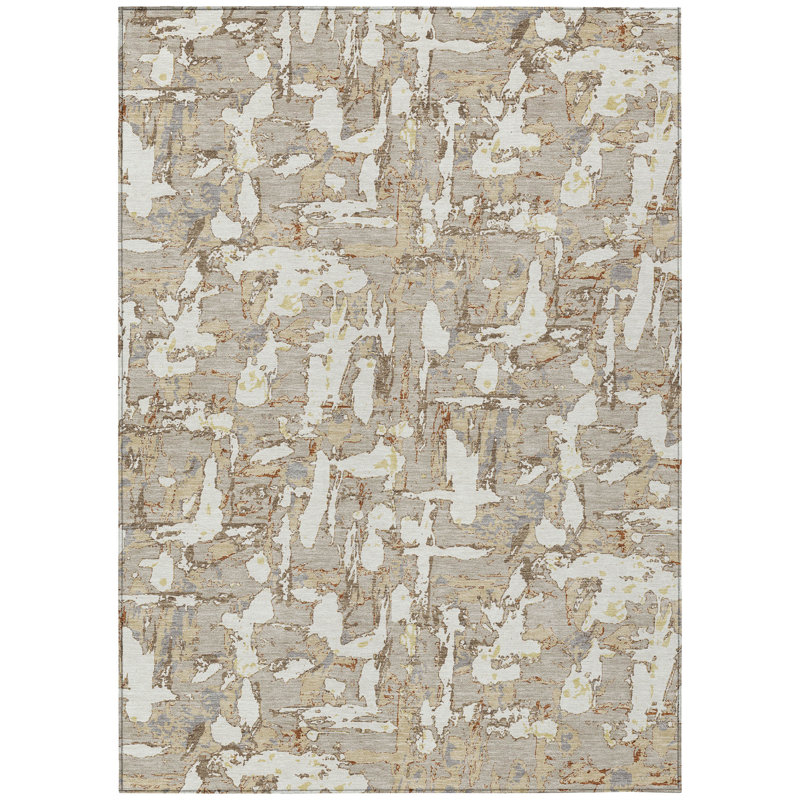 Machine Washable Indoor/Outdoor Chantille ACN2678 Abstract Rug, 8' x 10', Beige