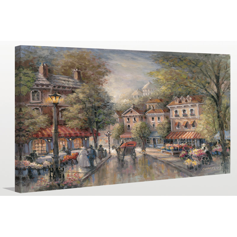« french street scene i », reproduction d’art sur toile tendue, H 36 po x l 60 po