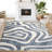 Abani Huertas WAV100A Blue Geometric Wavy Area Rug-389544601