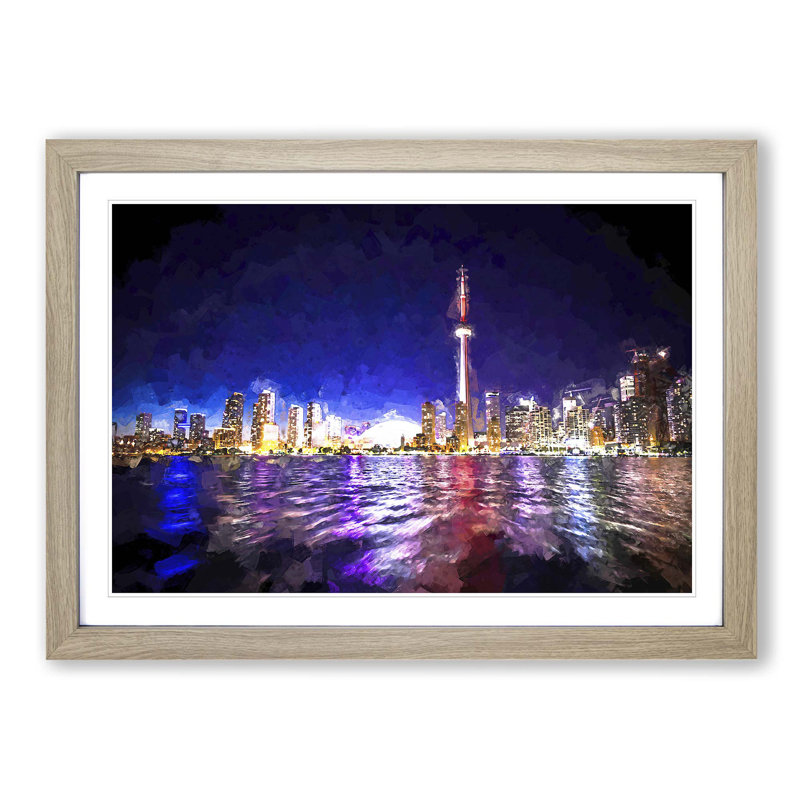 Toronto Skyline in Canada in Abstract - Framed Print, 60cm H x 91cm W x 2cm D, Oak