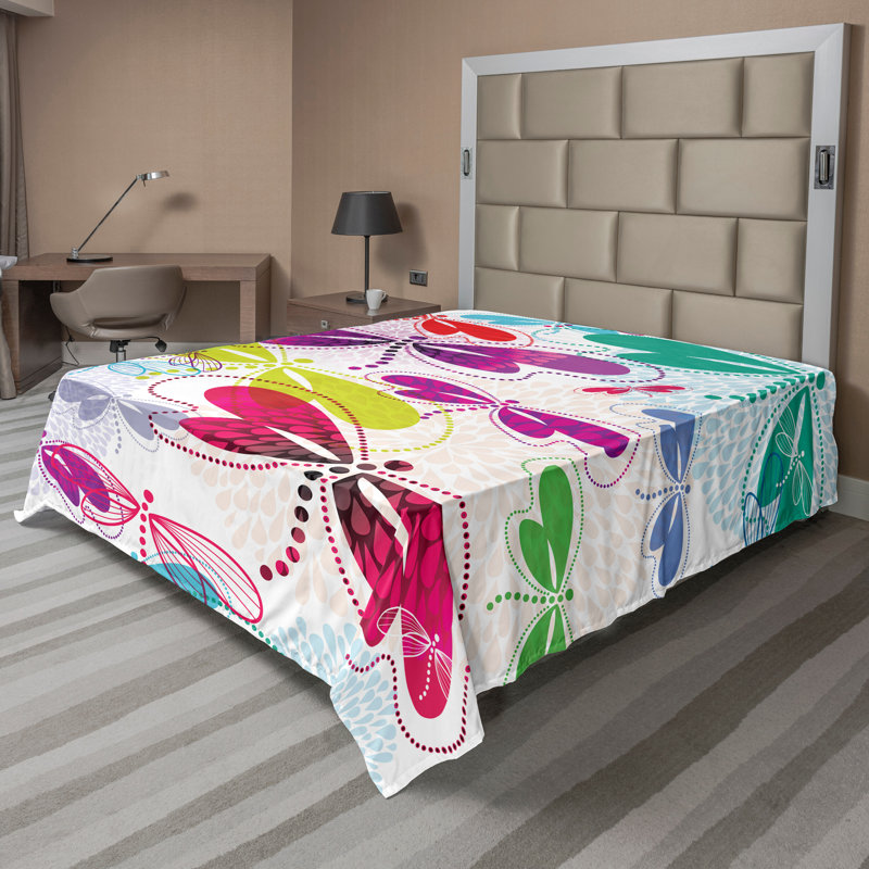 Multicolore Ambesonne, Drap plat pour très grand lit californien