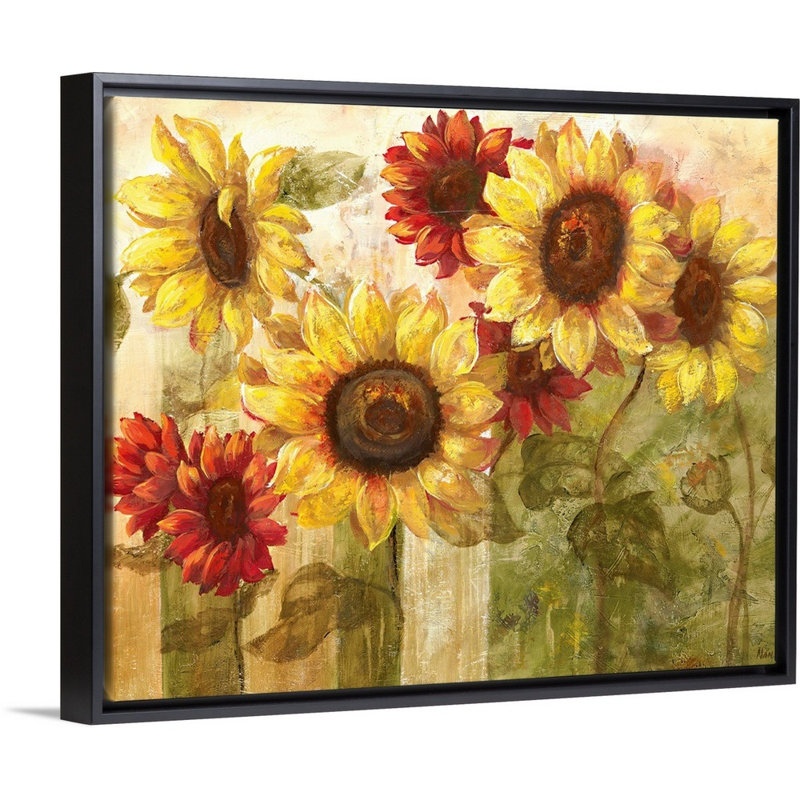 «Sunflower's Delight», art mural sur toile, H 30 po x l 24 po x P 1,75 po, Cadre noir