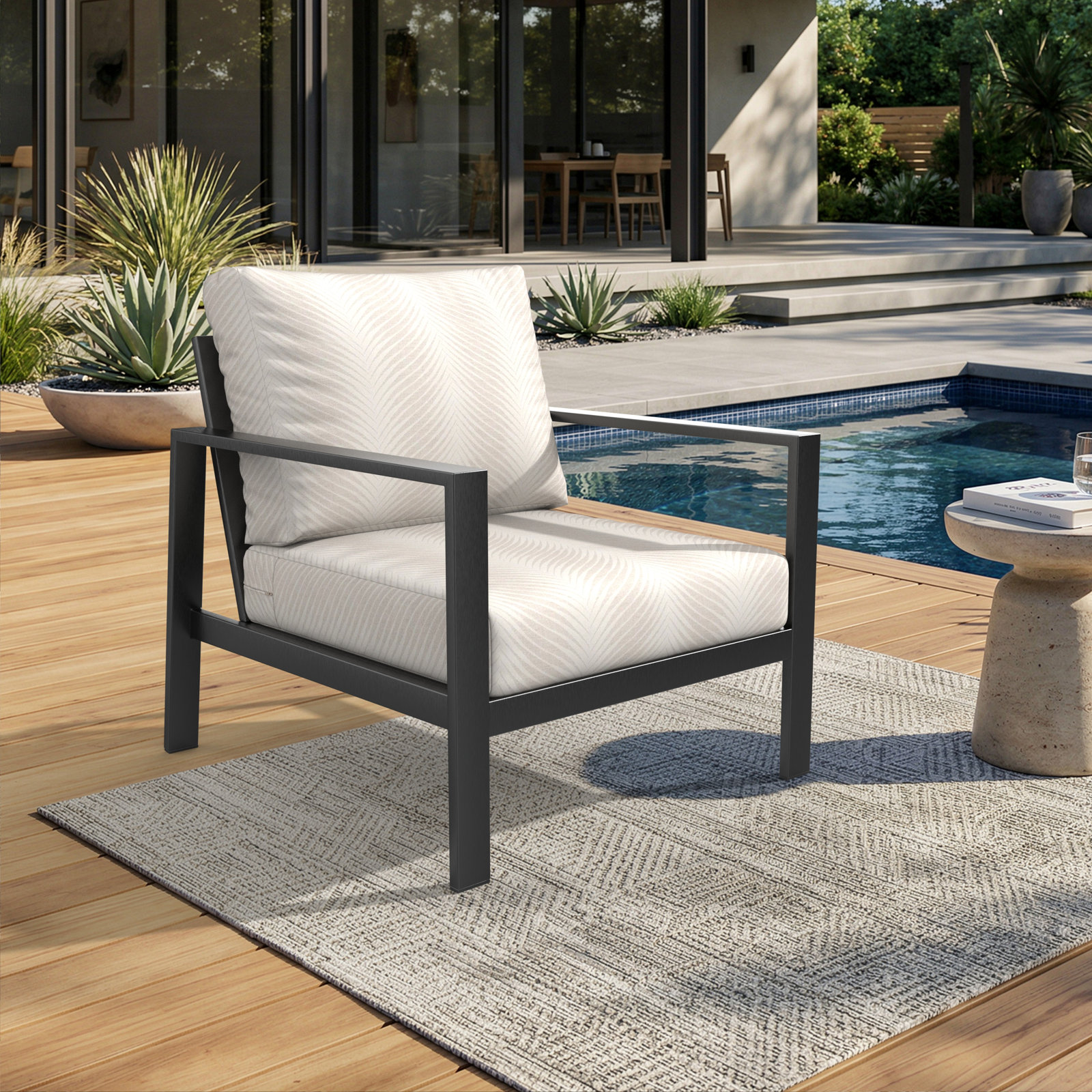 Amala Sunbrella® Seat and Back Cushion, 24" W x 5" D, Clockout Cloud