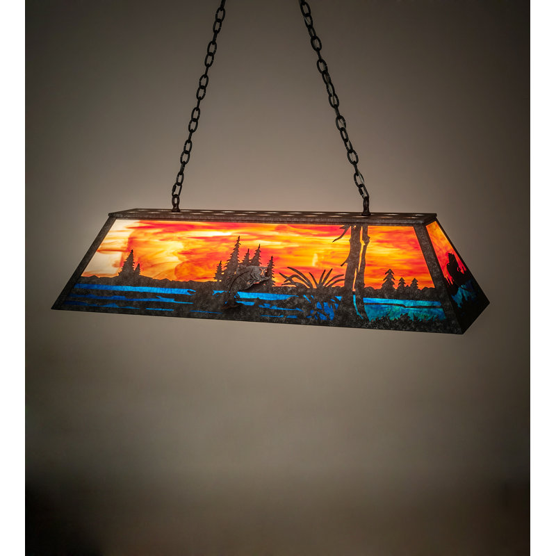 Sunset Scene Glass Linear Pendant Light