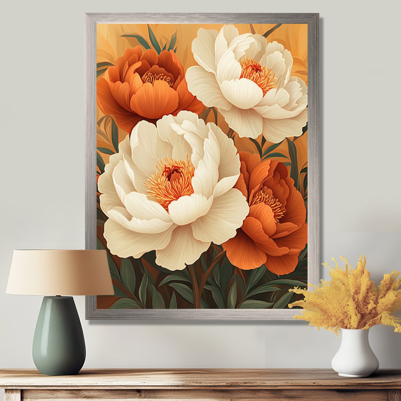 Lizotte - Floral Wall Decor, H 44 po x l 34 po, Reproduction encadrée sans passe-partout, Argent argent
