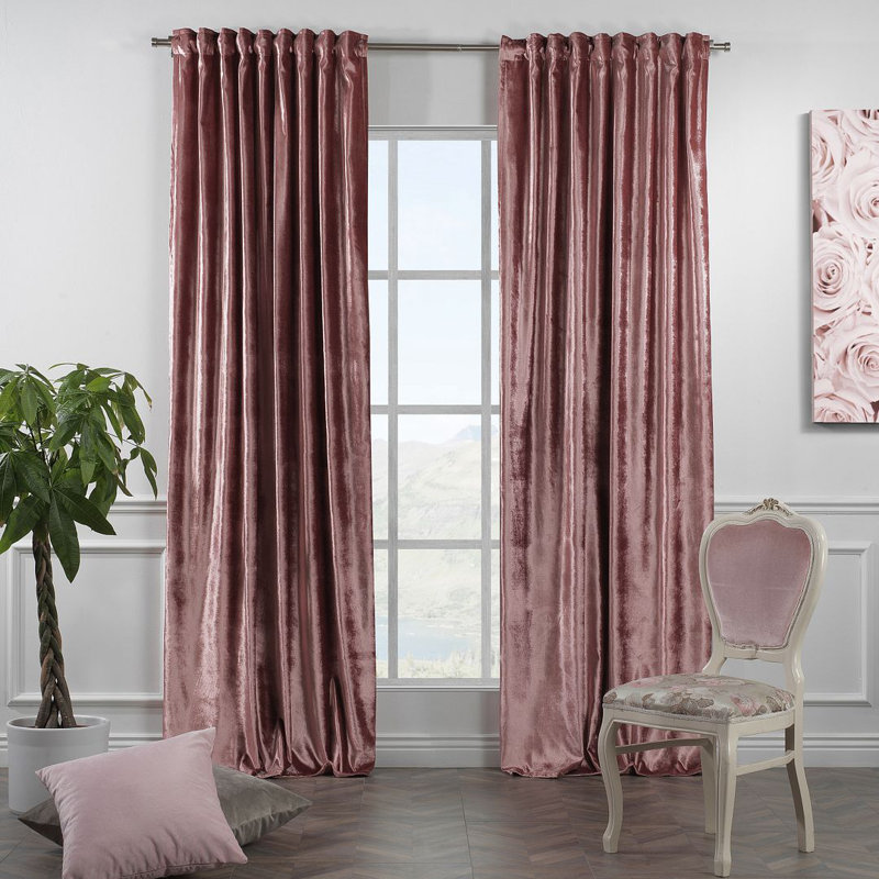 Extra Long & Extra Wide Shiny Velvet Curtain Panel (customized), 140cm Width x 145cm Drop, Sangria