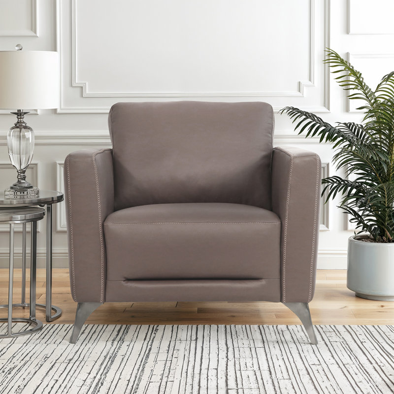 Sametta 35,5 po de large, Cuir véritable taupe