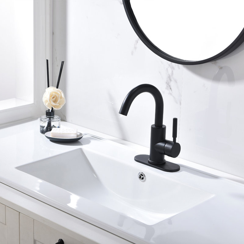 Single-Hole Single-handle Bathroom Faucet with Drain Assembly