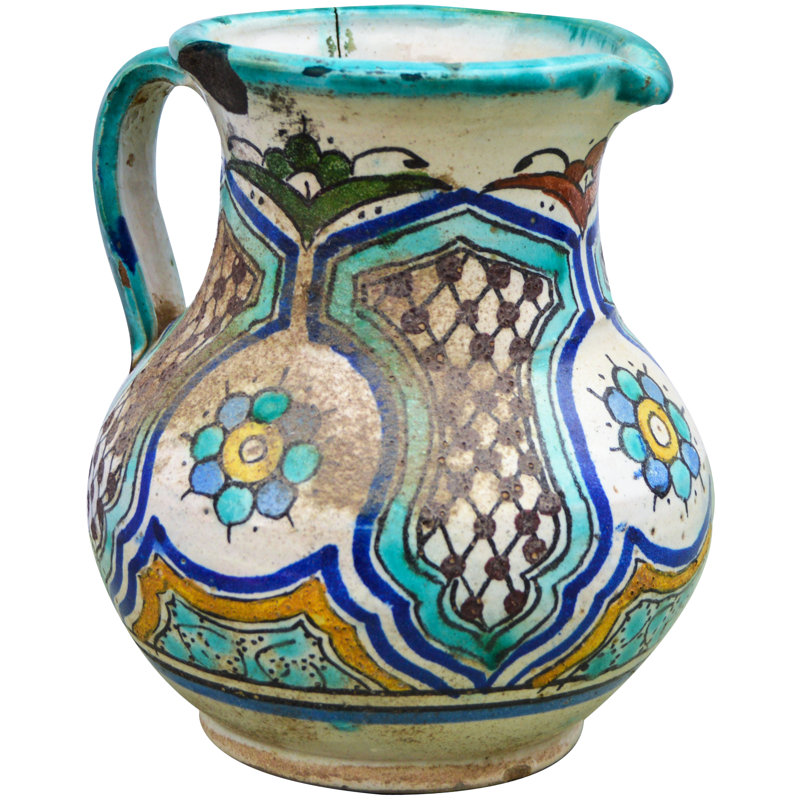 Vase de table intérieur / extérieur 6,5 po turquoise / jaune / bleu