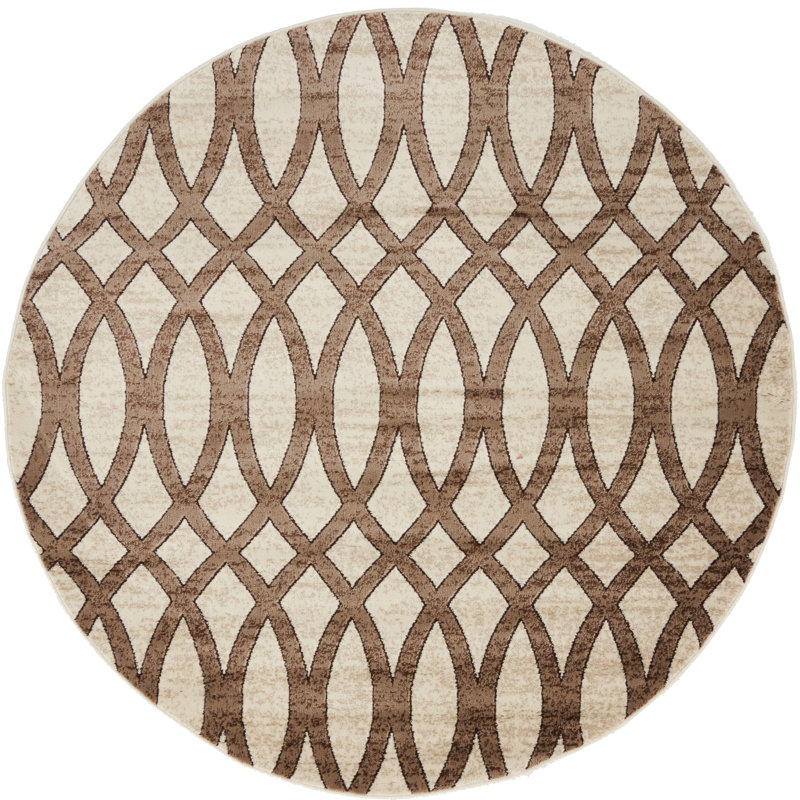 Tapis beige à motif géométrique Saniveieri, Rectangle 7 pi 1 po x 10 pi