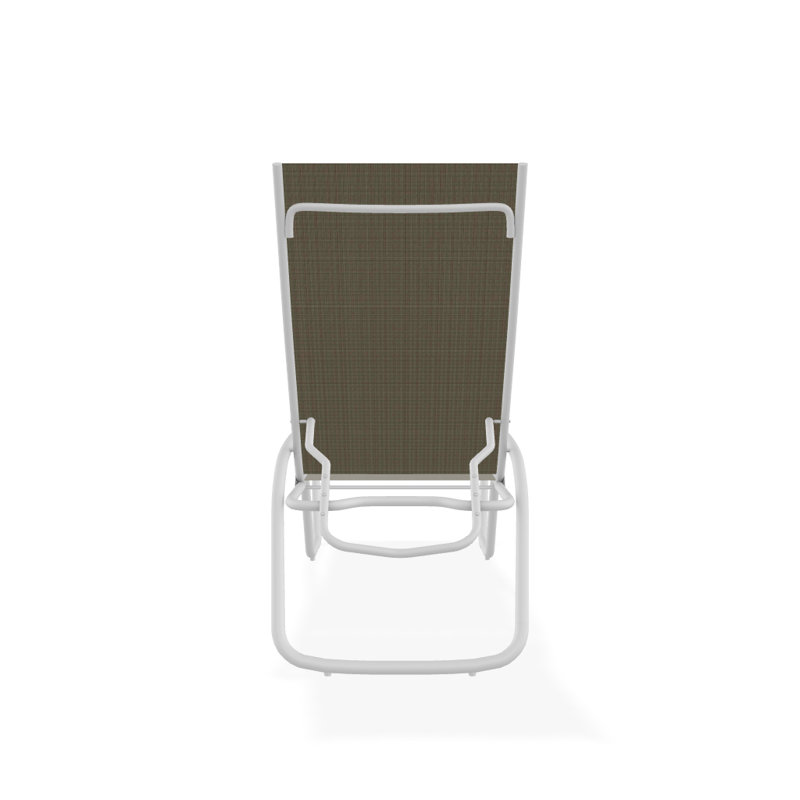 Outdoor Rust-Resistant Metal Chaise Lounge, Brown Sunbrella® Tweed, Textured White