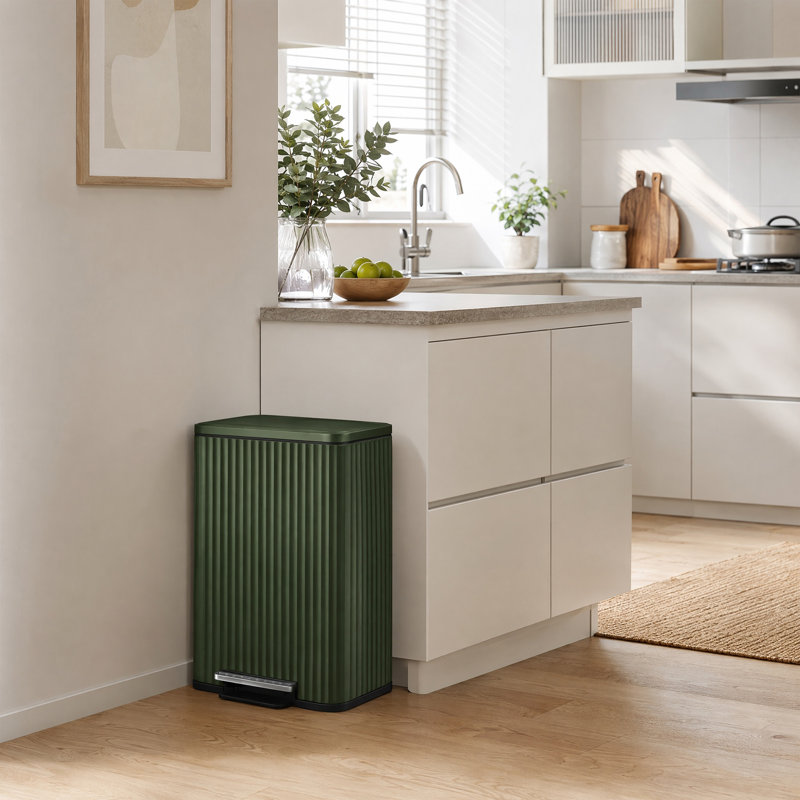 Poubelle de cuisine de 13 gallons avec couvercle, Vert