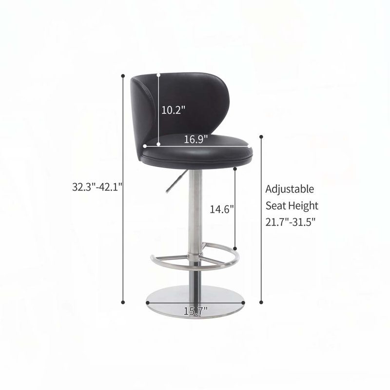 Tabouret de bar pivotant à 360 °, Noir