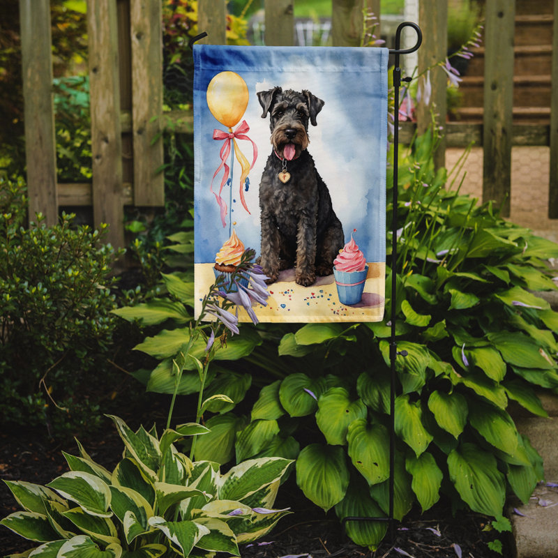 Drapeau de jardin «Happy Birthday», Kerry Blue Terrier