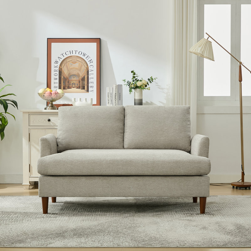 Causeuse pour petit appartement en chenille l 54,7 po, Marron clair