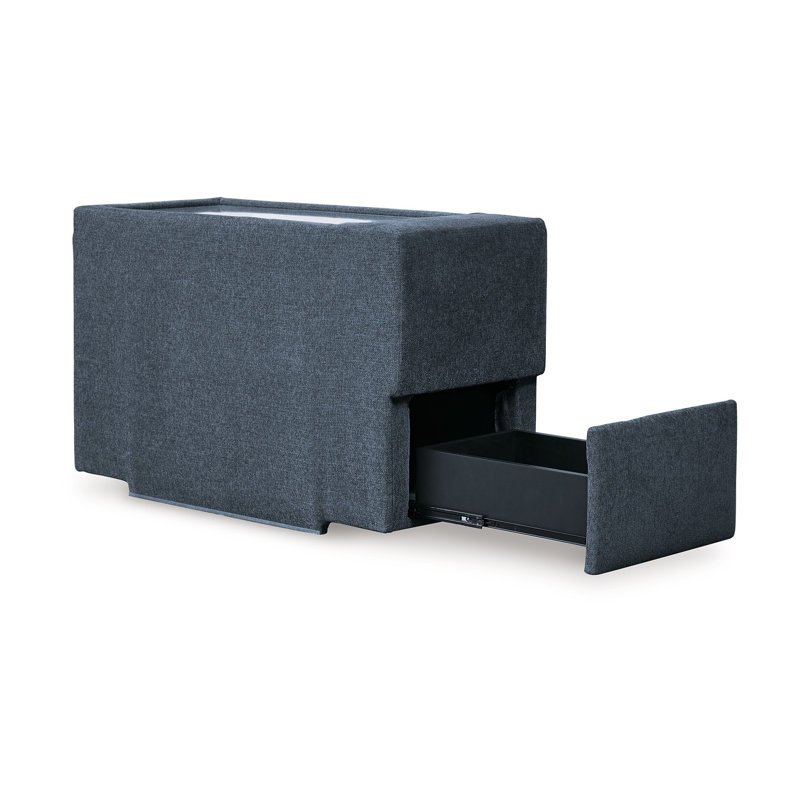 Meso Modular Console Side Table, Storage, Oyster Nuvella,37 Inch, Blue