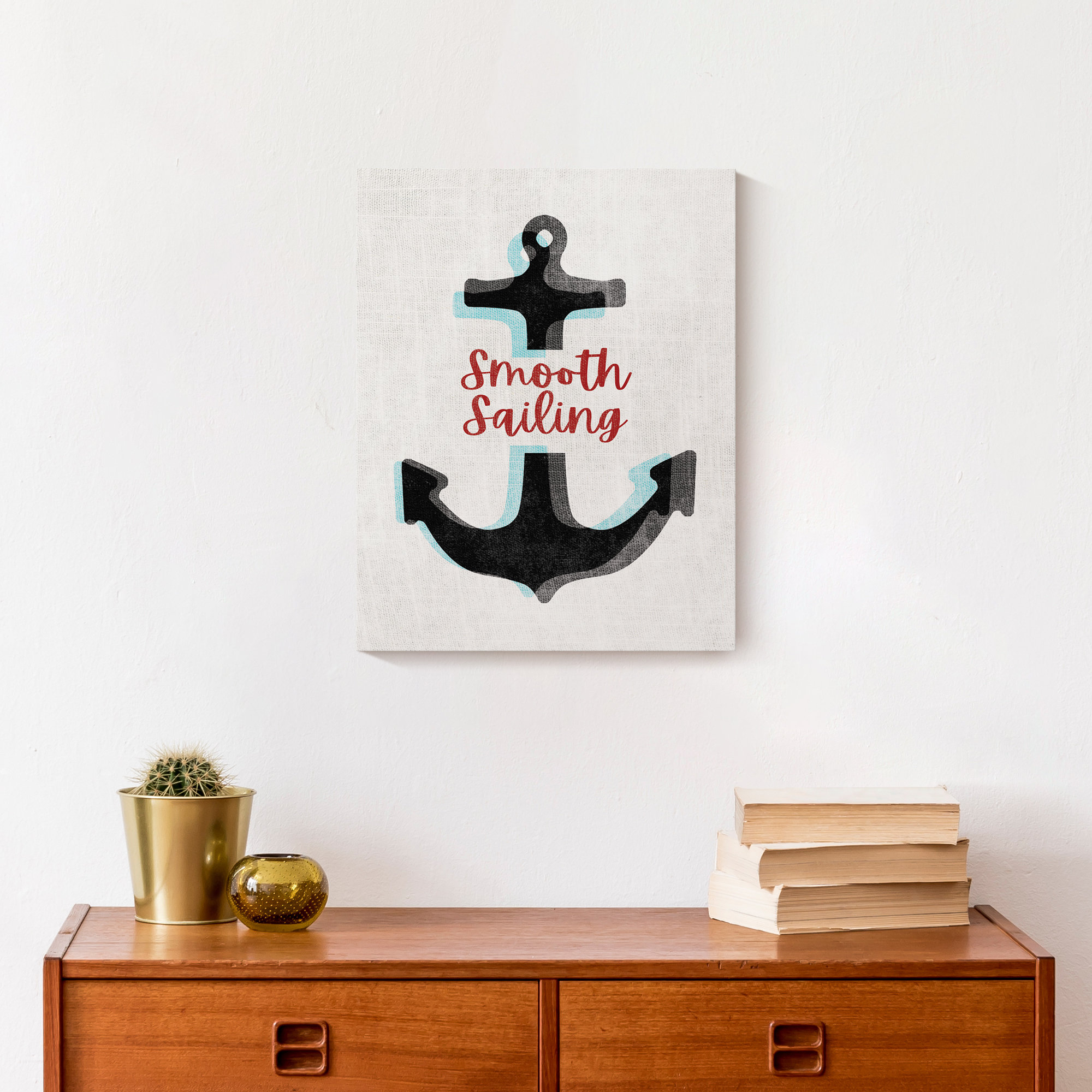  DiaLFa Coastal Canvas Wall Art Retro Boat Anchor