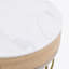 Table basse moderne à plateau relevable avec rangement et 3 repose-pieds blanc et naturel