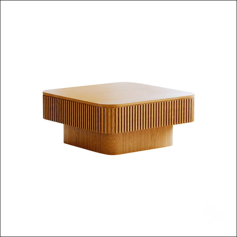 Table basse 31,5 po carrée avec rangement, Bois naturel