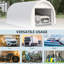 Grande porte à fermeture à glissière pour 10 pi x 16 pi - auvent pour objets multiples, structure en acier galvanisé stable, entrée pour garage blanc divers, robuste