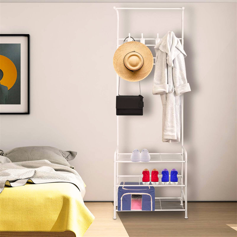 Roslindale Iron Freestanding Coat Rack, White