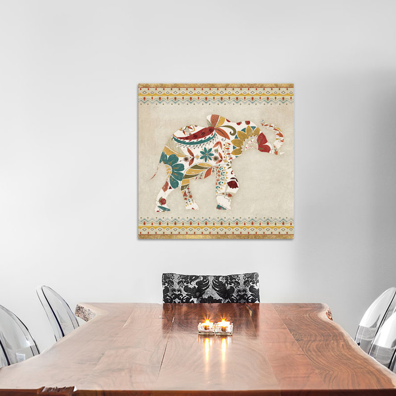 Boho Elephant I, impression sur toile tendue, H 18 po x l 18 po x P 1,5 po, Toile tendue