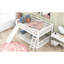 Lit double superposé au dessus d'un lit double, blanc - Lit coulissant convertible spacieux et confortable dans un cadre en bois de pin-921299512