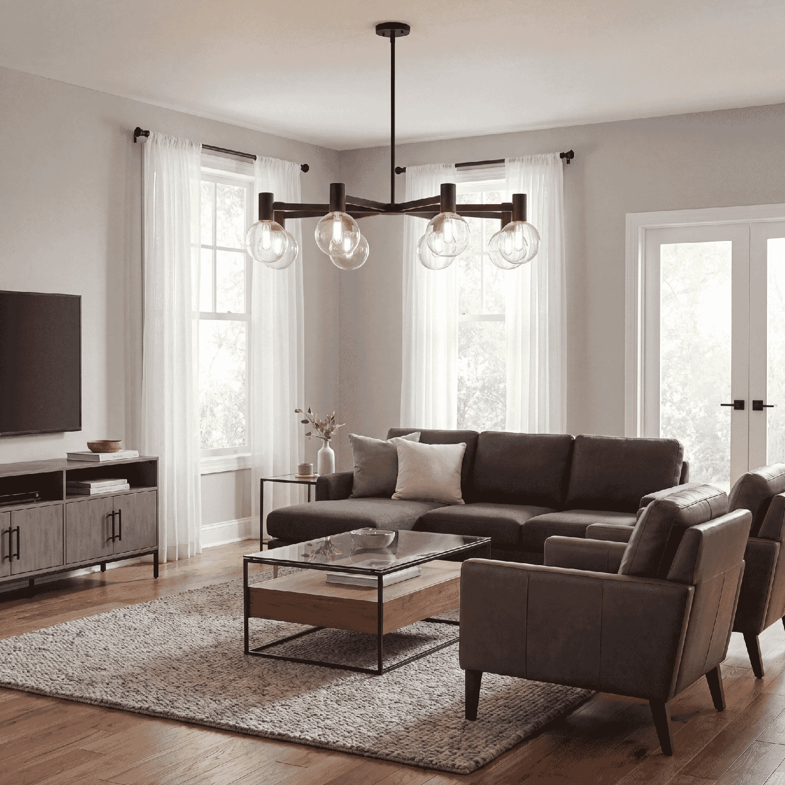 Rorem Chandelier, Matte Black, 8 Lights