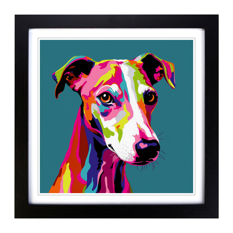 Whippet - Framed Print, Black