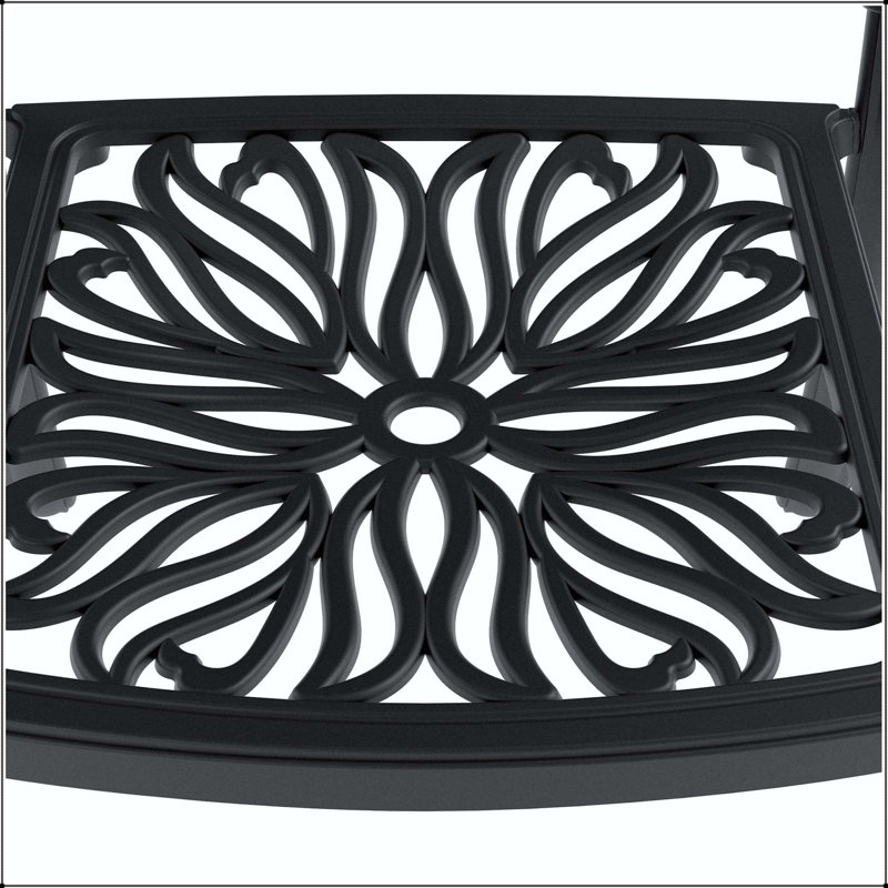 Chaise de patio en fonte d'aluminium avec coussins bruns (ensemble de 4), 4