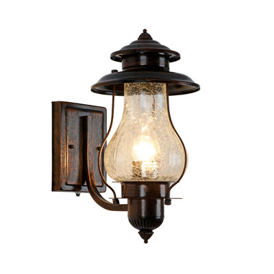 Applique murale d'extérieur - Abat-jour en verre craquelé de style lampe à huile rétro