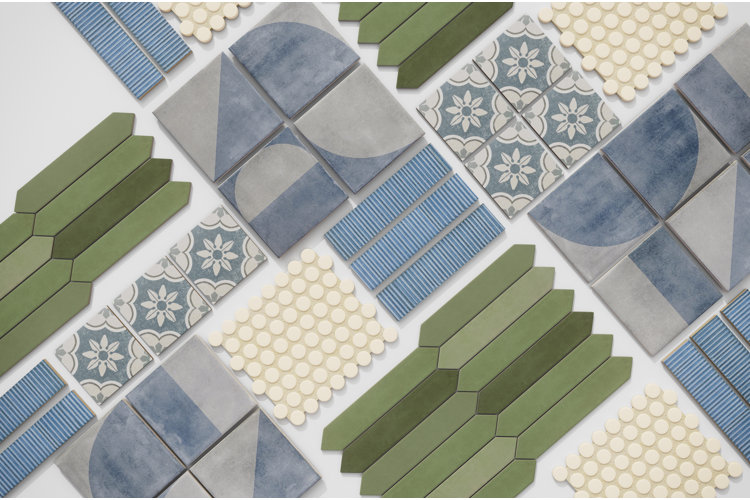flat lay arrangement of tiles in different shapes and sizes