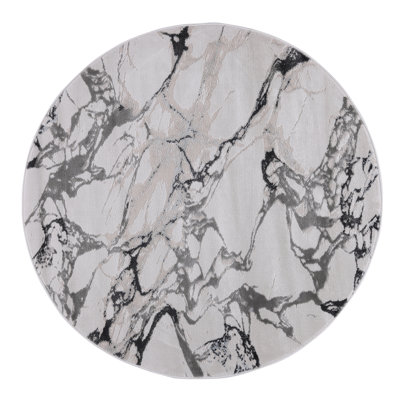 Ilios Collection Abstract Textured Black and Grey Rug