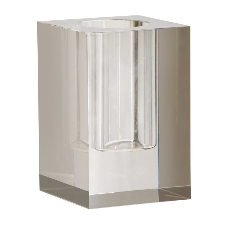 Vase de table en verre Huntingburg, Gris, H 7,9 po x l 3,9 po x P 3,9 po